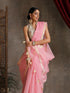 Blush Pink Kota Doria Saree with Border & Tassles